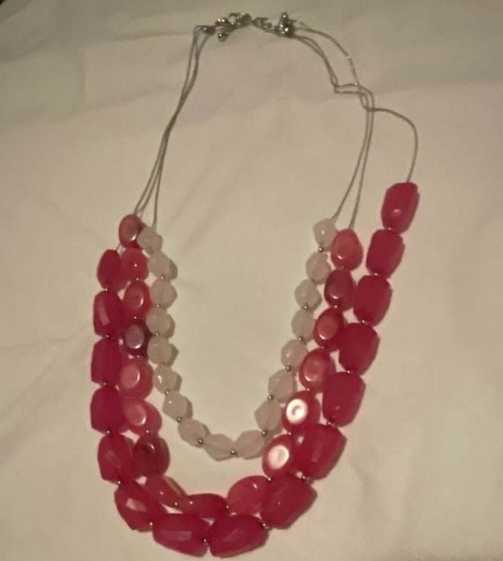 Three-Strand Ombre Pink Resin Statement Necklace